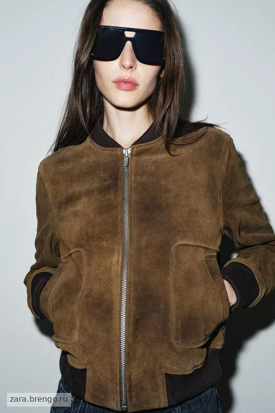 БОМБЕР ИЗ 100% ЗАМШИ — , коллекция Zara «ZW»
