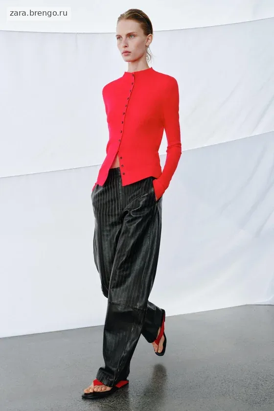 БРЮКИ ИЗ КОЖИ В ПОЛОСКУ коллекция Zara «ZW» 