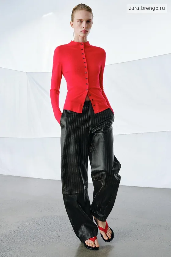 БРЮКИ ИЗ КОЖИ В ПОЛОСКУ коллекция Zara «ZW» 