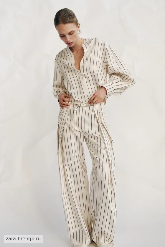РУБАШКА В ПОЛОСКУ С ОБЪЕМНЫМИ РУКАВАМИ — коллекция Zara «ZW»