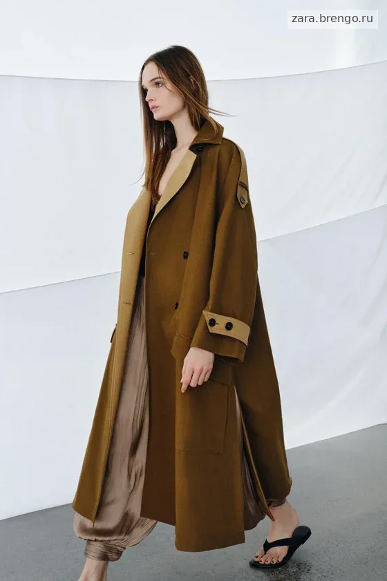 ДЛИННЫЙ КОМБИНИРОВАННЫЙ ТРЕНЧ — коллекция Zara «ZW»
