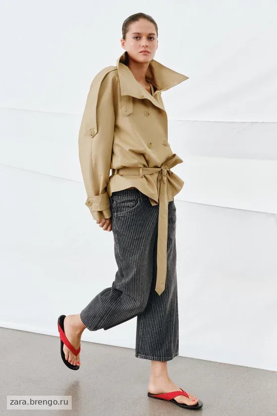 ДЖИНСЫ коллекция Zara «ZW» КЮЛОТЫ СО СРЕДНЕЙ ПОСАДКОЙ В ПОЛОСКУ