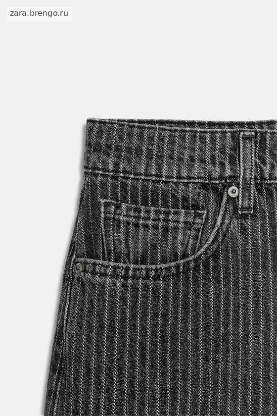 ДЖИНСЫ коллекция Zara «ZW» КЮЛОТЫ СО СРЕДНЕЙ ПОСАДКОЙ В ПОЛОСКУ