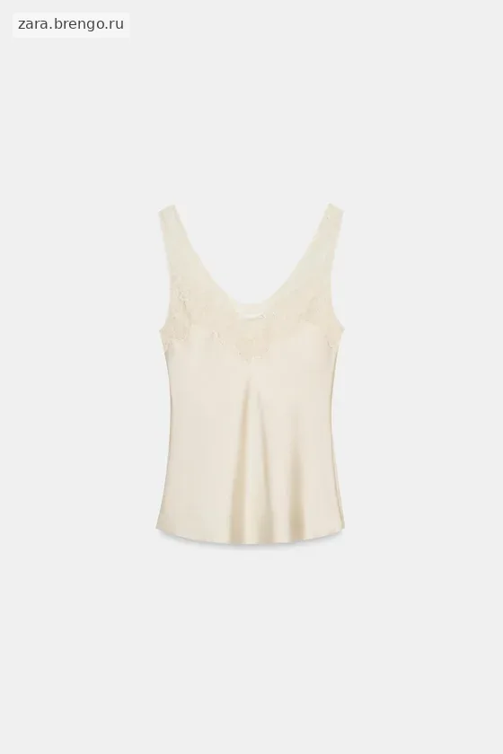 АТЛАСНЫЙ ТОП С КРУЖЕВОМ — коллекция Zara «ZW»