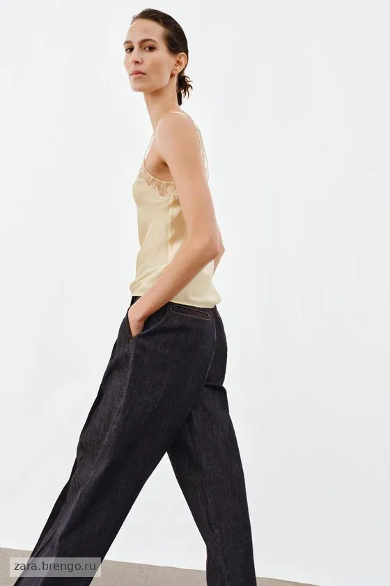 АТЛАСНЫЙ ТОП С КРУЖЕВОМ — коллекция Zara «ZW»