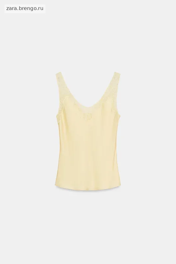 АТЛАСНЫЙ ТОП С КРУЖЕВОМ — коллекция Zara «ZW»