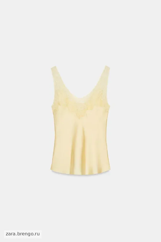АТЛАСНЫЙ ТОП С КРУЖЕВОМ — коллекция Zara «ZW»