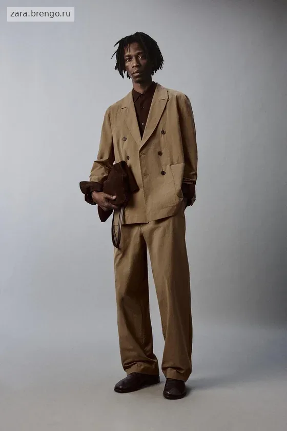 Широкие брюки-джинсы из технического хлопкового смесового материала
