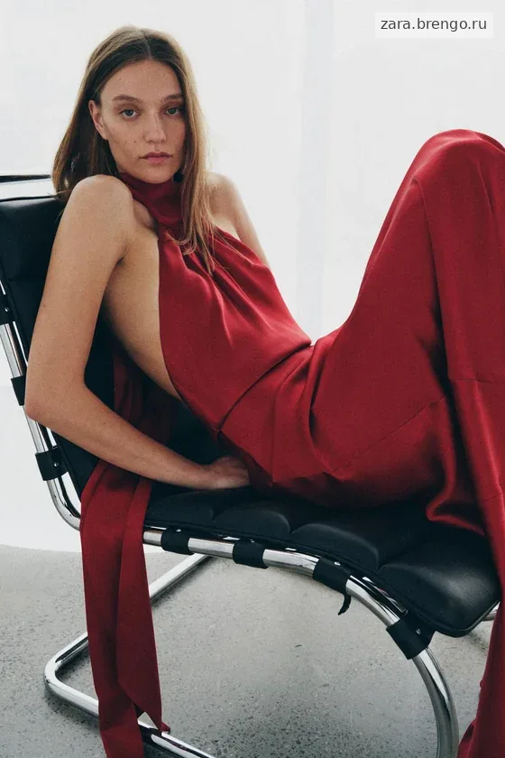 АТЛАСНОЕ ПЛАТЬЕ ХАЛТЕР — коллекция Zara «ZW»