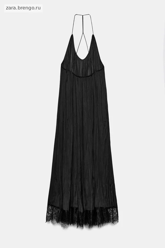 АТЛАСНОЕ ПЛАТЬЕ ХАЛТЕР С КРУЖЕВОМ — коллекция Zara «ZW»