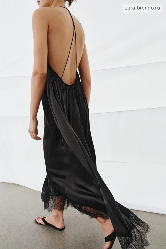 АТЛАСНОЕ ПЛАТЬЕ ХАЛТЕР С КРУЖЕВОМ — коллекция Zara «ZW»