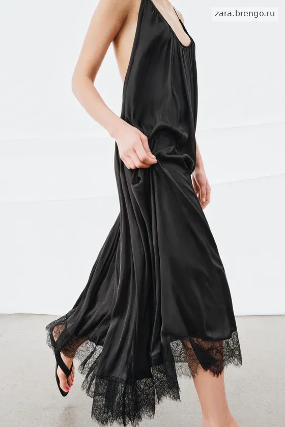 АТЛАСНОЕ ПЛАТЬЕ ХАЛТЕР С КРУЖЕВОМ — коллекция Zara «ZW»