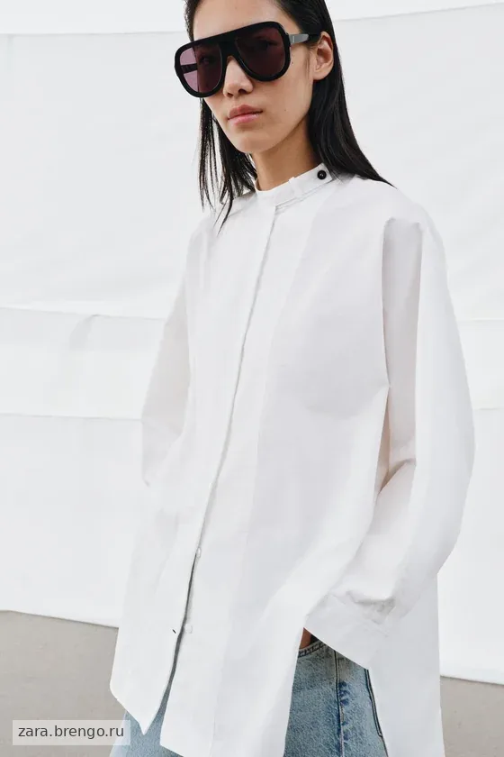 РУБАШКА ОВЕРСАЙЗ ИЗ ПОПЛИНА — коллекция Zara «ZW»