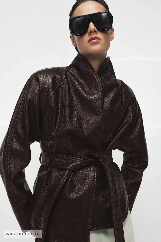 КУРТКА ИЗ ИСКУССТВЕННОЙ КОЖИ С ПОЯСОМ — коллекция Zara «ZW»