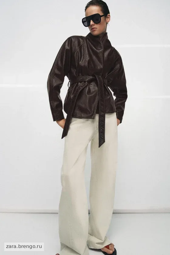 КУРТКА ИЗ ИСКУССТВЕННОЙ КОЖИ С ПОЯСОМ — коллекция Zara «ZW»