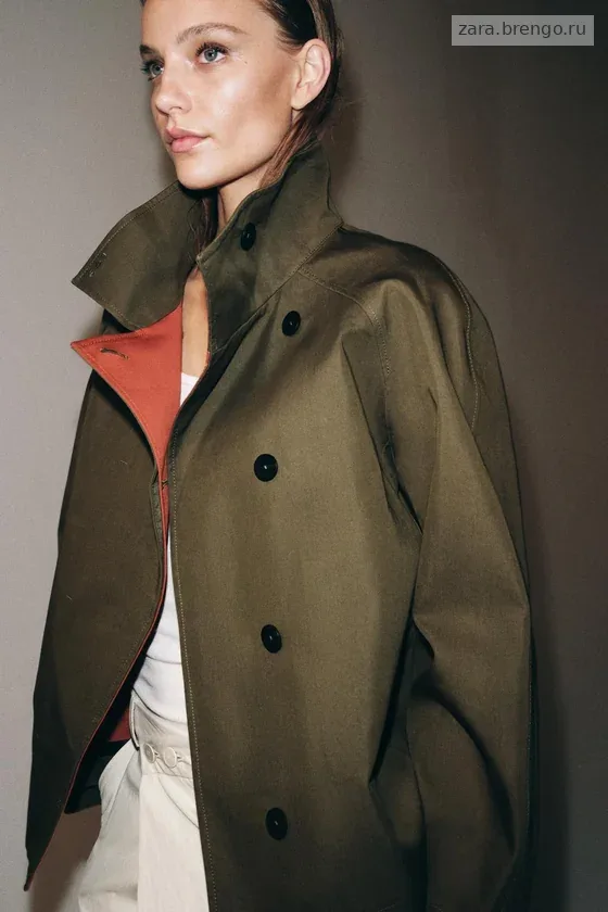 КОРОТКИЙ ТРЕНЧ С ВЫСОКИМ ВОРОТНИКОМ — коллекция Zara «ZW»