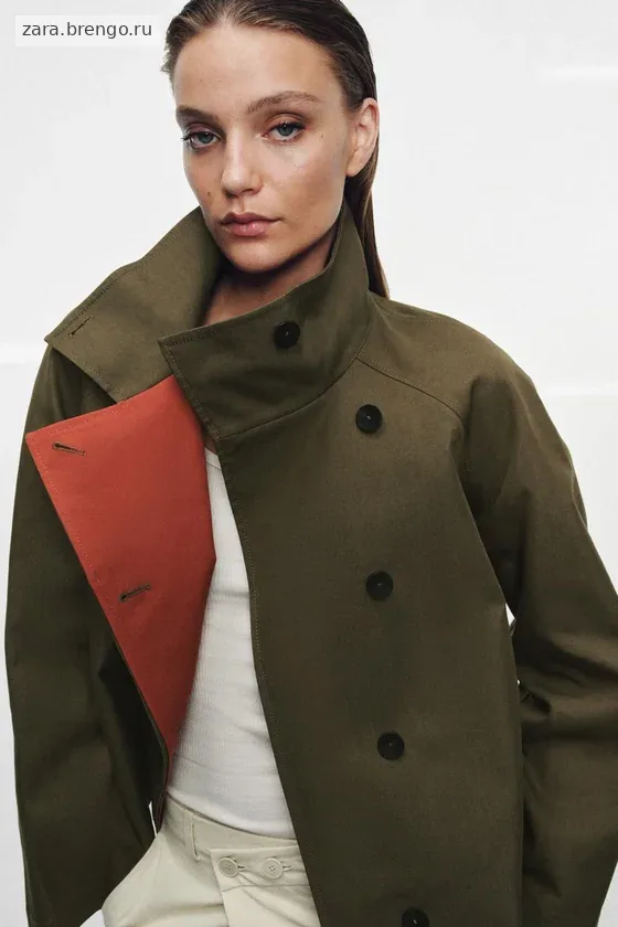 КОРОТКИЙ ТРЕНЧ С ВЫСОКИМ ВОРОТНИКОМ — коллекция Zara «ZW»