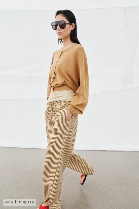 БРЮКИ В ПОЛОСКУ В ПИЖАМНОМ СТИЛЕ — коллекция Zara «ZW»