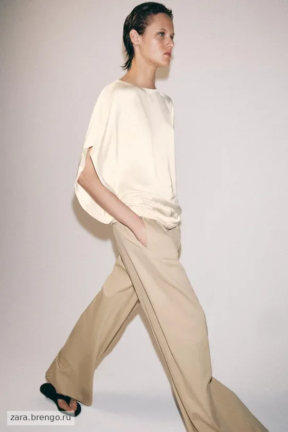 СТРУЯЩИЙСЯ ТОП С КОРОТКИМИ РУКАВАМИ — коллекция Zara «ZW»