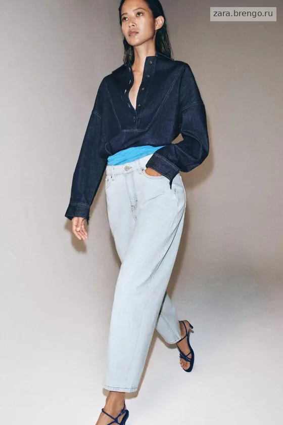 ЗАУЖЕННЫЕ ДЖИНСЫ СО СРЕДНЕЙ ПОСАДКОЙ — коллекция Zara «ZW»