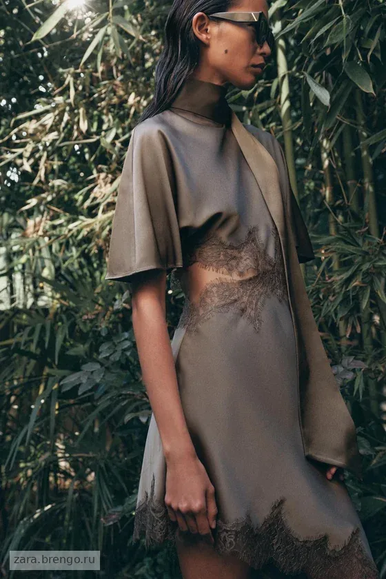 АТЛАСНОЕ ПЛАТЬЕ С КРУЖЕВОМ — коллекция Zara «ZW»