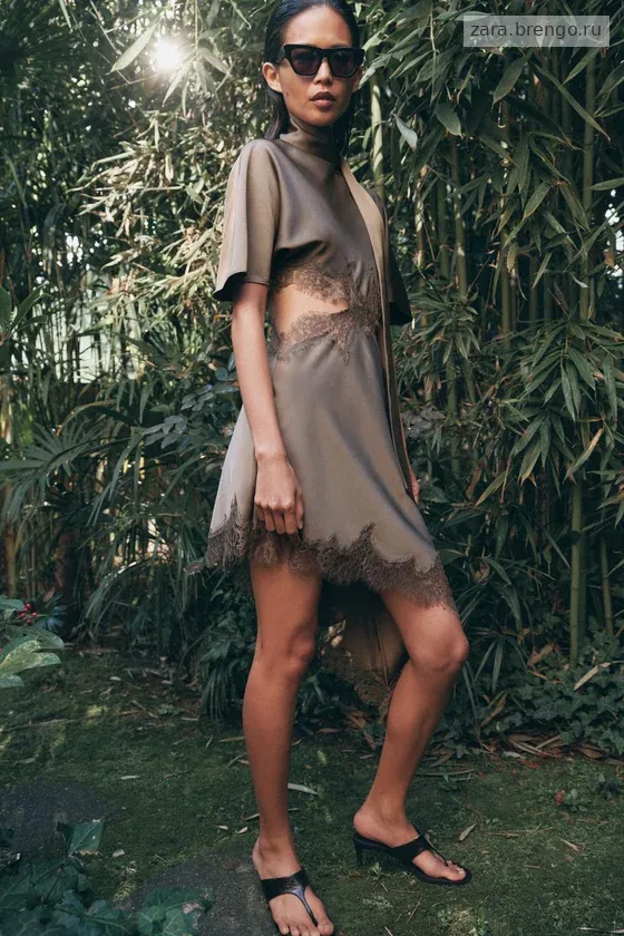 АТЛАСНОЕ ПЛАТЬЕ С КРУЖЕВОМ — коллекция Zara «ZW»