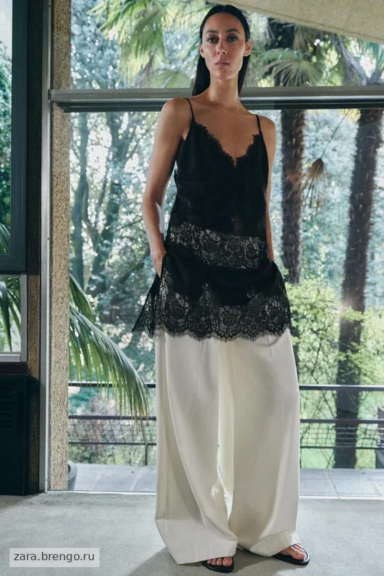ДЛИННЫЙ КРУЖЕВНОЙ ТОП — коллекция Zara «ZW»