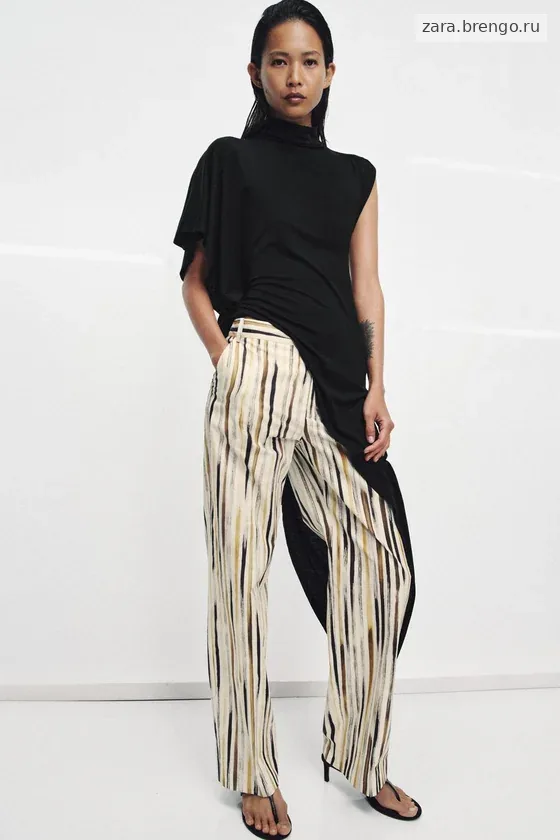 БРЮКИ ИЗ ПОПЛИНА В ПОЛОСКУ — коллекция Zara «ZW»
