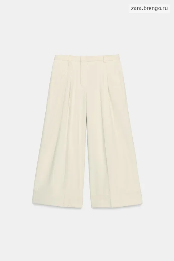 БРЮКИ С ЗАЩИПАМИ ИЗ СМЕСОВОГО ЛЬНА — коллекция Zara «ZW»