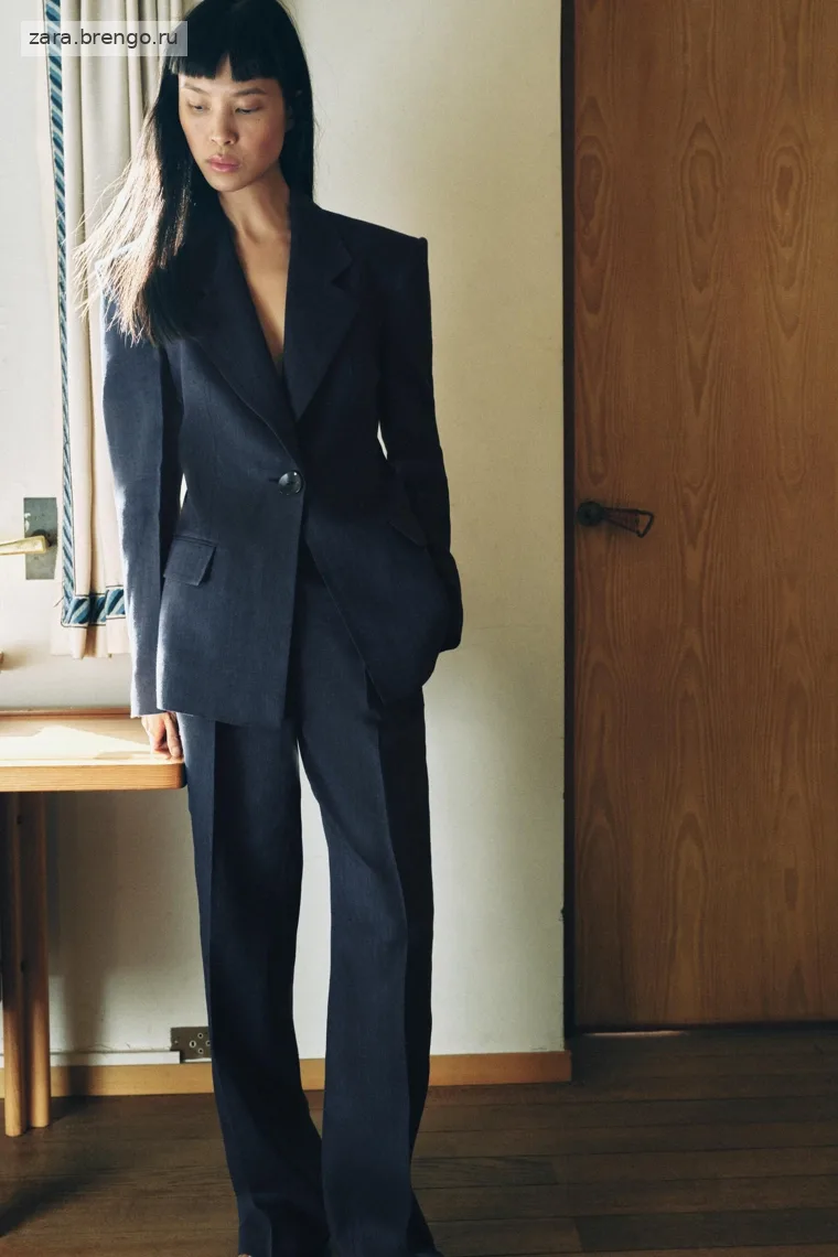 Костюм из узористого льна с узором косичка, zara