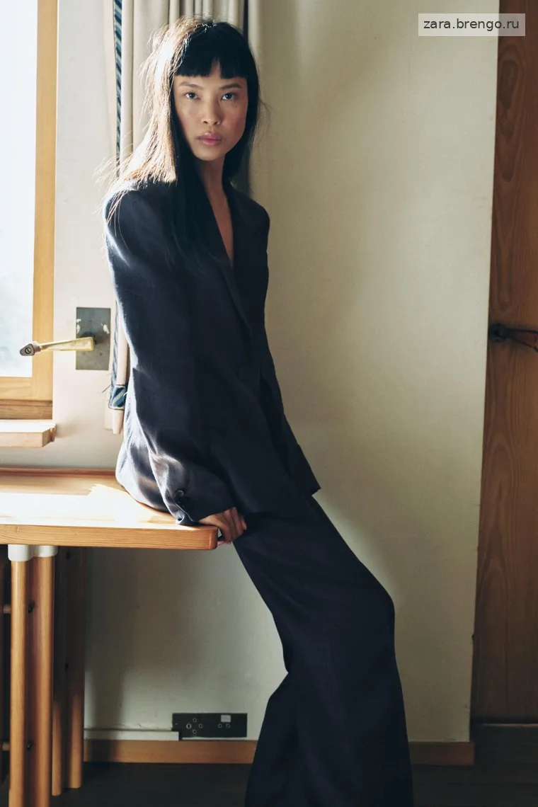 Костюм из узористого льна с узором косичка, zara