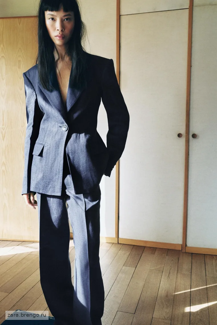 Костюм из узористого льна с узором косичка, zara