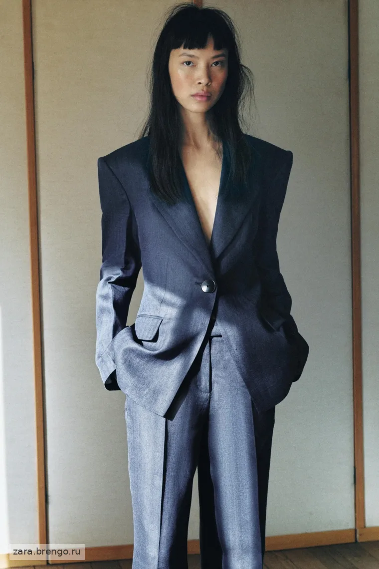 Костюм из узористого льна с узором косичка, zara