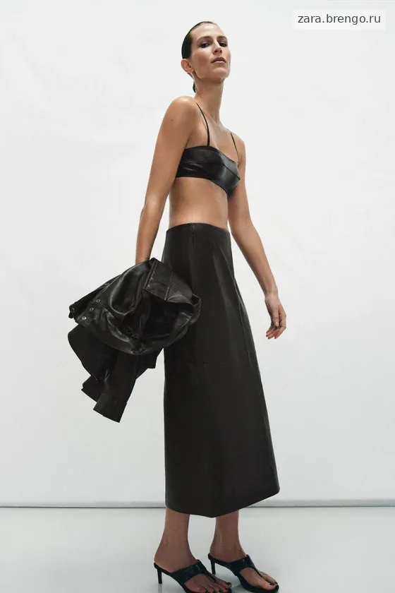 УКОРОЧЕННЫЙ ТОП ИЗ 100% КОЖИ — коллекция Zara «ZW»