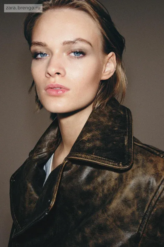 Куртка-мото из 100% кожи Zara «ZW» Лимитированная коллекция