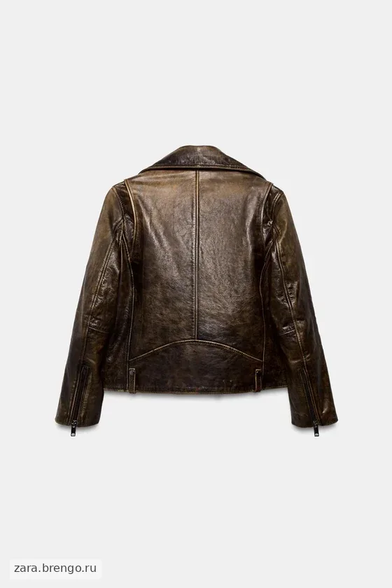 Куртка-мото из 100% кожи Zara «ZW» Лимитированная коллекция