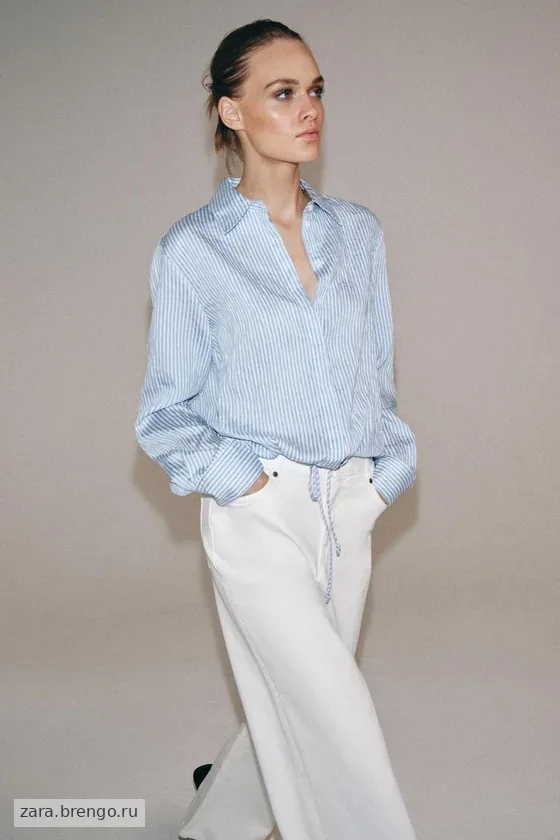 РУБАШКА В ПОЛОСКУ С ЗАВЯЗКАМИ — коллекция Zara «ZW»