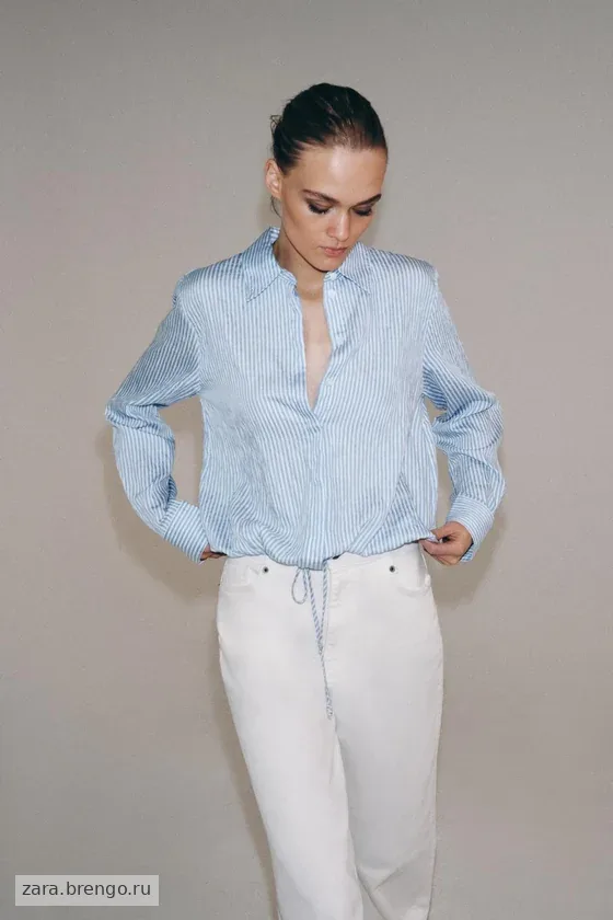 РУБАШКА В ПОЛОСКУ С ЗАВЯЗКАМИ — коллекция Zara «ZW»
