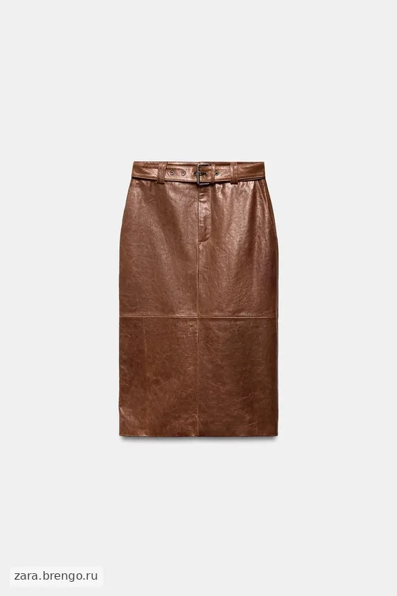 Прямая кожаная юбка Zara «ZW» Лимитированная коллекция