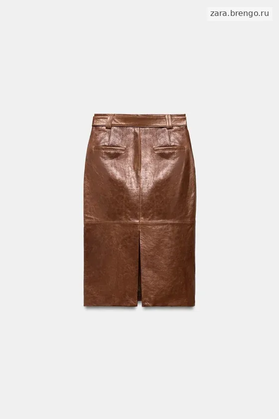 Прямая кожаная юбка Zara «ZW» Лимитированная коллекция