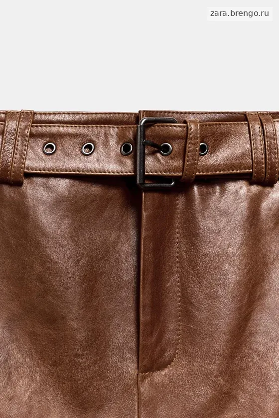 Прямая кожаная юбка Zara «ZW» Лимитированная коллекция