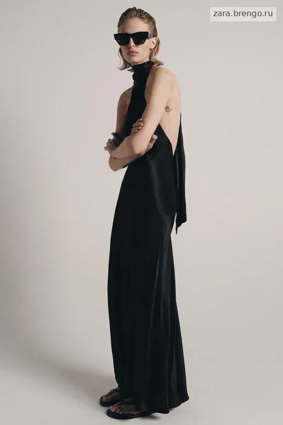 АТЛАСНОЕ ПЛАТЬЕ ХАЛТЕР — коллекция Zara «ZW»