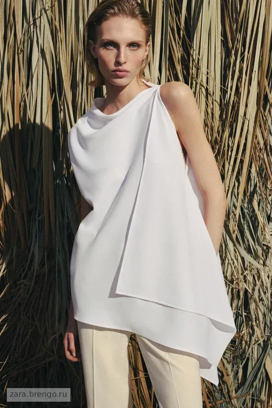 ТОП-НАКИДКА АСИММЕТРИЧНОГО КРОЯ — коллекция Zara «ZW»