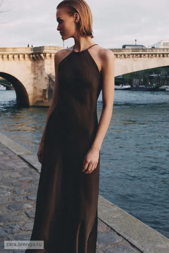 АТЛАСНОЕ ПЛАТЬЕ ХАЛТЕР коллекция Zara «ZW»
