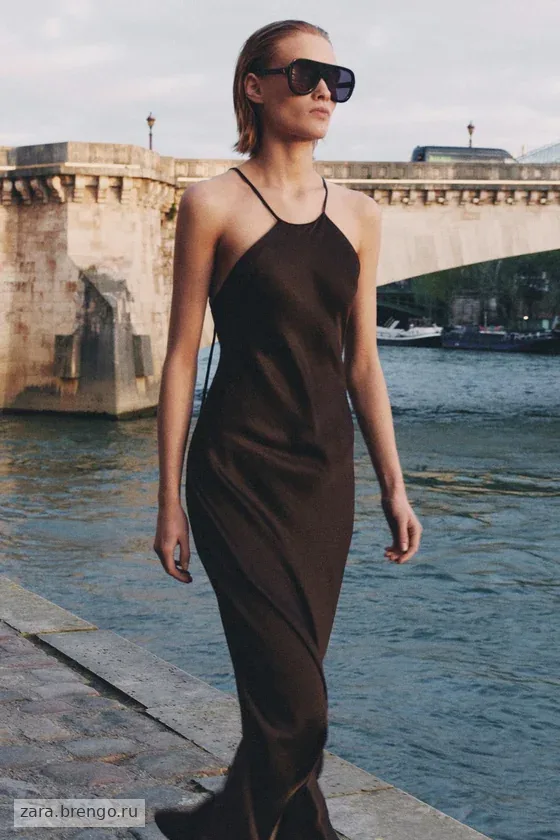 АТЛАСНОЕ ПЛАТЬЕ ХАЛТЕР коллекция Zara «ZW»