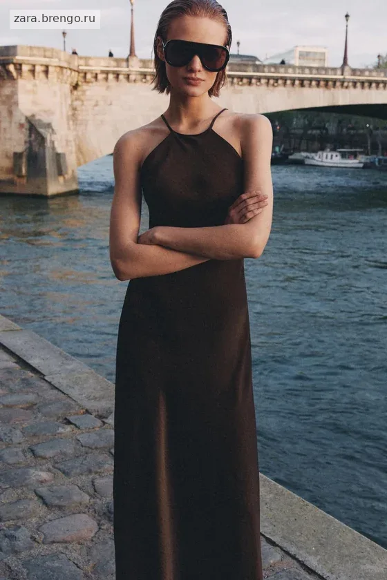 АТЛАСНОЕ ПЛАТЬЕ ХАЛТЕР коллекция Zara «ZW»