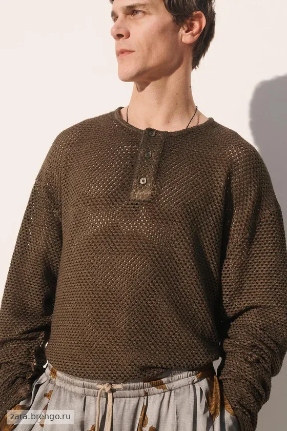 Вязаная футболка с крючком henley