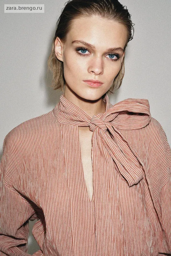 РУБАШКА В ПОЛОСКУ С ЗАВЯЗКАМИ — коллекция Zara «ZW»