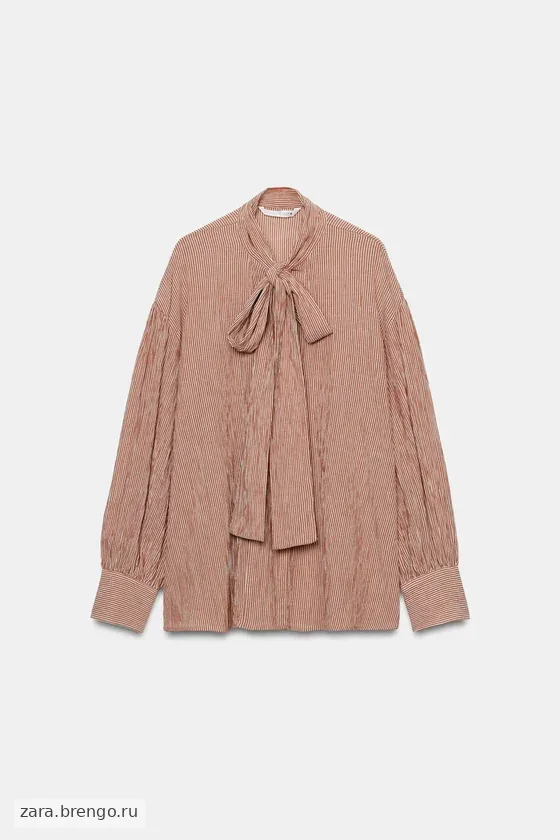 РУБАШКА В ПОЛОСКУ С ЗАВЯЗКАМИ — коллекция Zara «ZW»