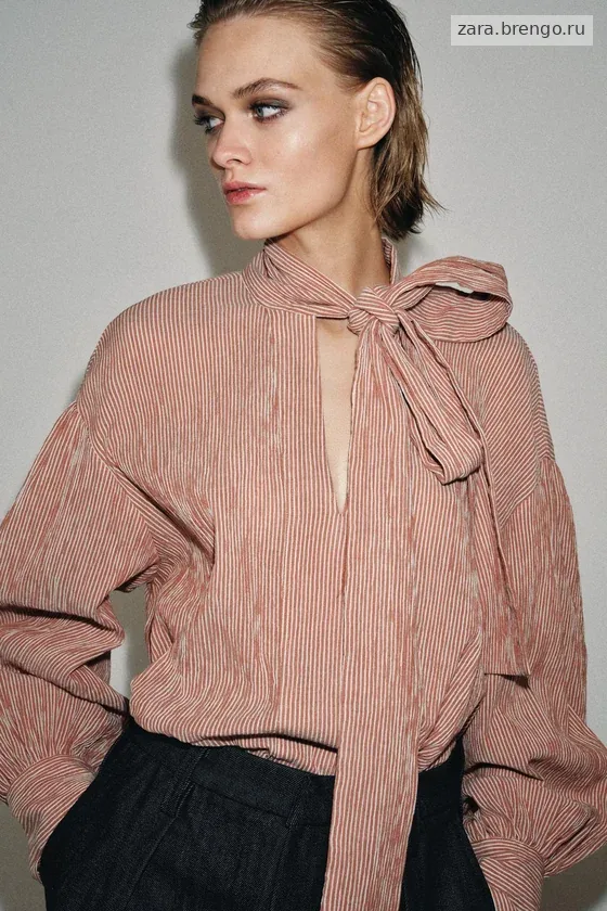 РУБАШКА В ПОЛОСКУ С ЗАВЯЗКАМИ — коллекция Zara «ZW»